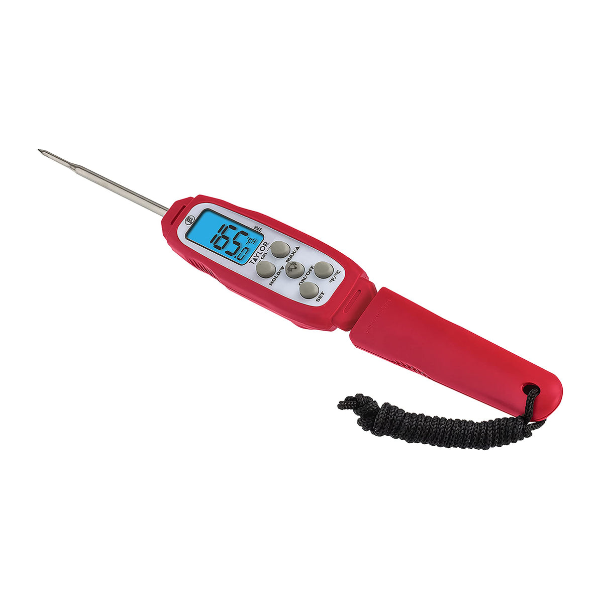 Taylor Digital Waterproof Thermometer with Bright Blue Backlight for Kitchen, Meat, Food, Grill, BBQ Cooking, Red, Standard,(806GW)