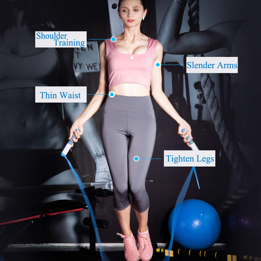 Jump Rope, Digital Weighted Handle Workout Jumping Rope with Calorie Counter for Training Fitness, Adjustable Exercise Speed Skipping Rope for Men, Women, Kids, Girls (Blue)