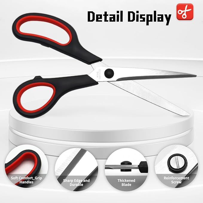 Vitoler Scissors All Purpose Heavy Duty,8.5" Kitchen Scissor for Food,Sewing Fabric Cutting, Right/Left Handed scissors for school