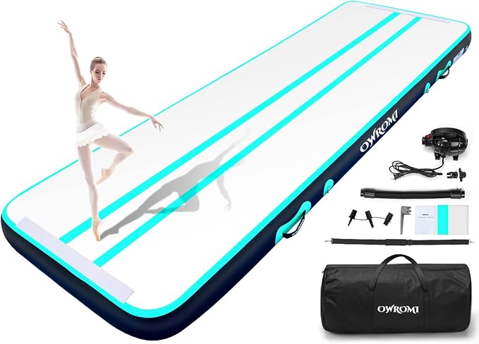 Inflatable Air Gymnastics Mats for Tumbling, 10ft/13ft/16ft/20ft Tumble Track Tumbling Mats for Kids, 4/8 Inches Thick Training Mat with Electric Pump Gymnastics Equipment for Kids Mat