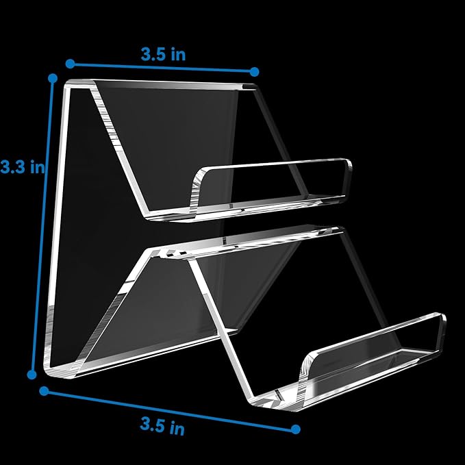 Acrylic Business Card Holder, 2-Tier Business Card Display, Clear Business Cards Stand for Desk & Counter, 1 Pack