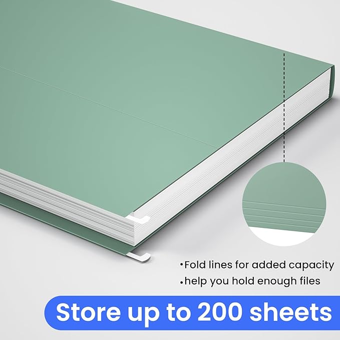 Hanging File Folders Letter Size, 25 Pack File Organizer Folders, 1/5-Cut Tabs With Hanging File Folder Framer, Heavy Duty 2 Inch Expansion, Stay Organized for Your Home and Office Bulk File.