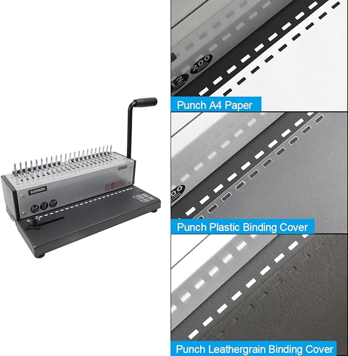 Rayson SD-1201 Binding Machine Punching and Binding with Combs Set - 21 Hole/ 200 Sheets Paper Comb Binder