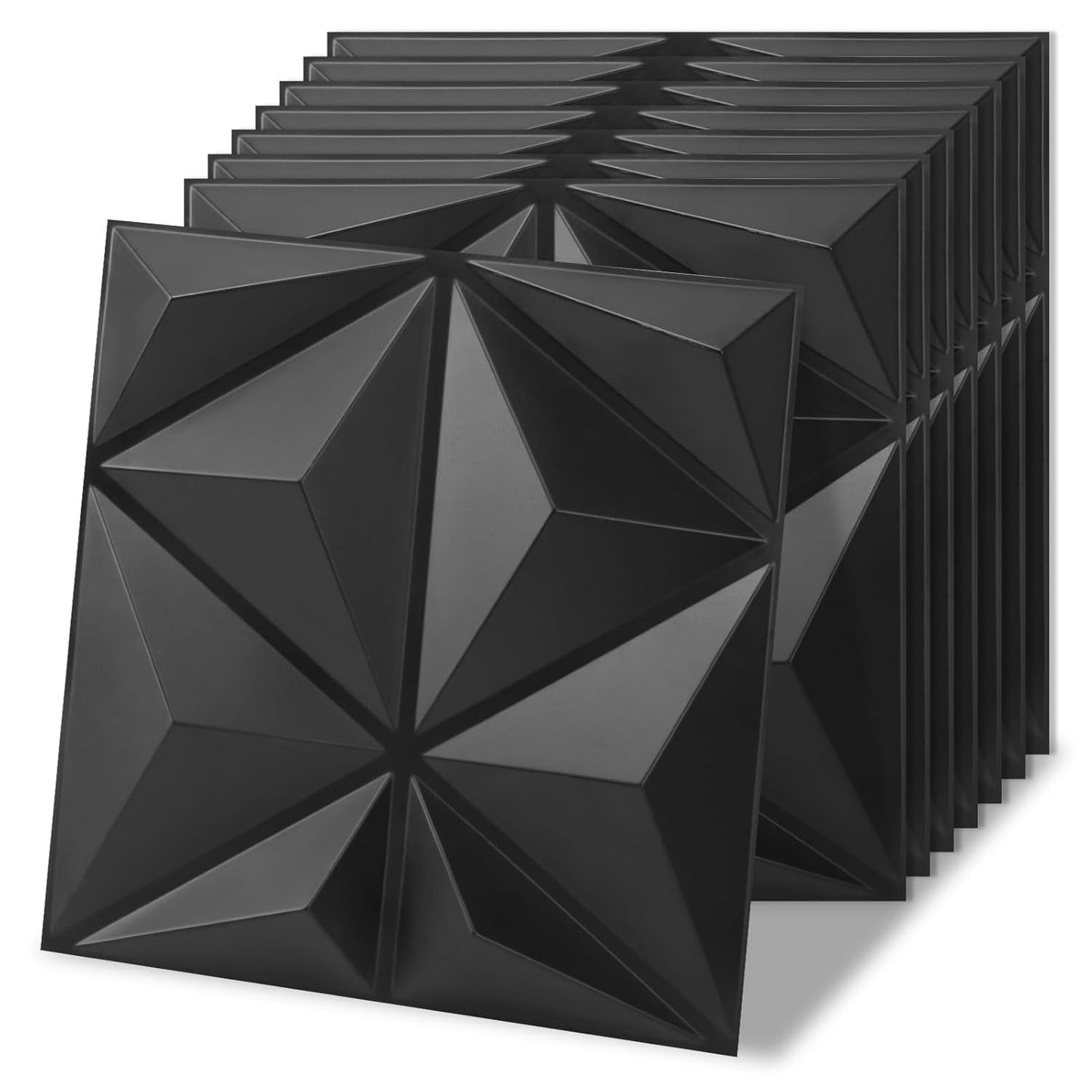Art3d 20 Pack Decorative 3D Wall Panels, 19 Sq.Feet PVC Interior Wall Décor for TV Background, Bedroom, Living Room, 11.8"x11.8", Black