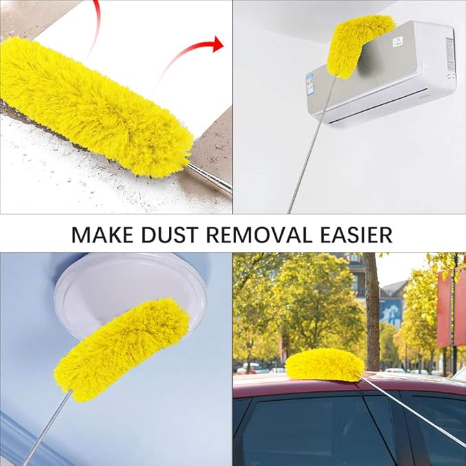 DELUX Microfiber Feather Duster Extendable Cobweb Duster with 100 inches Extra Long Pole, Bendable Head & Scratch-Resistant Hat for Cleaning Ceiling Fan, High Ceiling, Blinds, Furniture & Cars