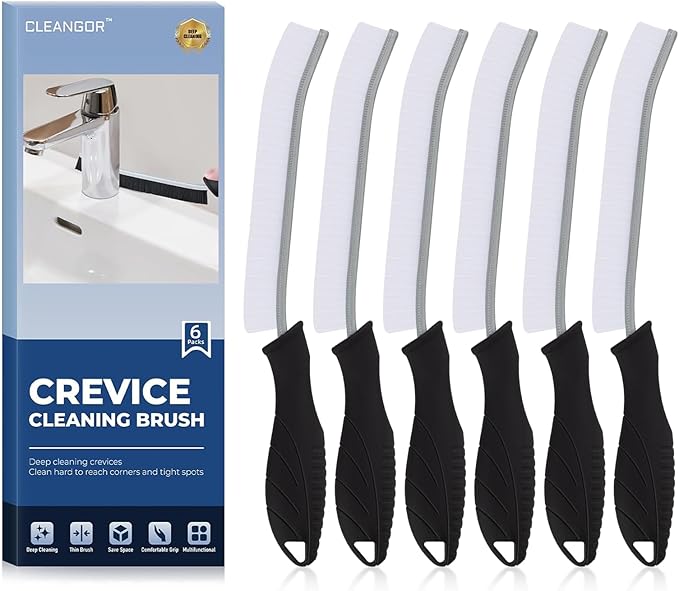 Crevice Cleaning Brushes, Cleaner Scrub Brush Tool for Hard to Reach Tight Space, Home Essentials, Cleaning Supplies for Shower, Bathroom, Kitchen, Toilet, Window