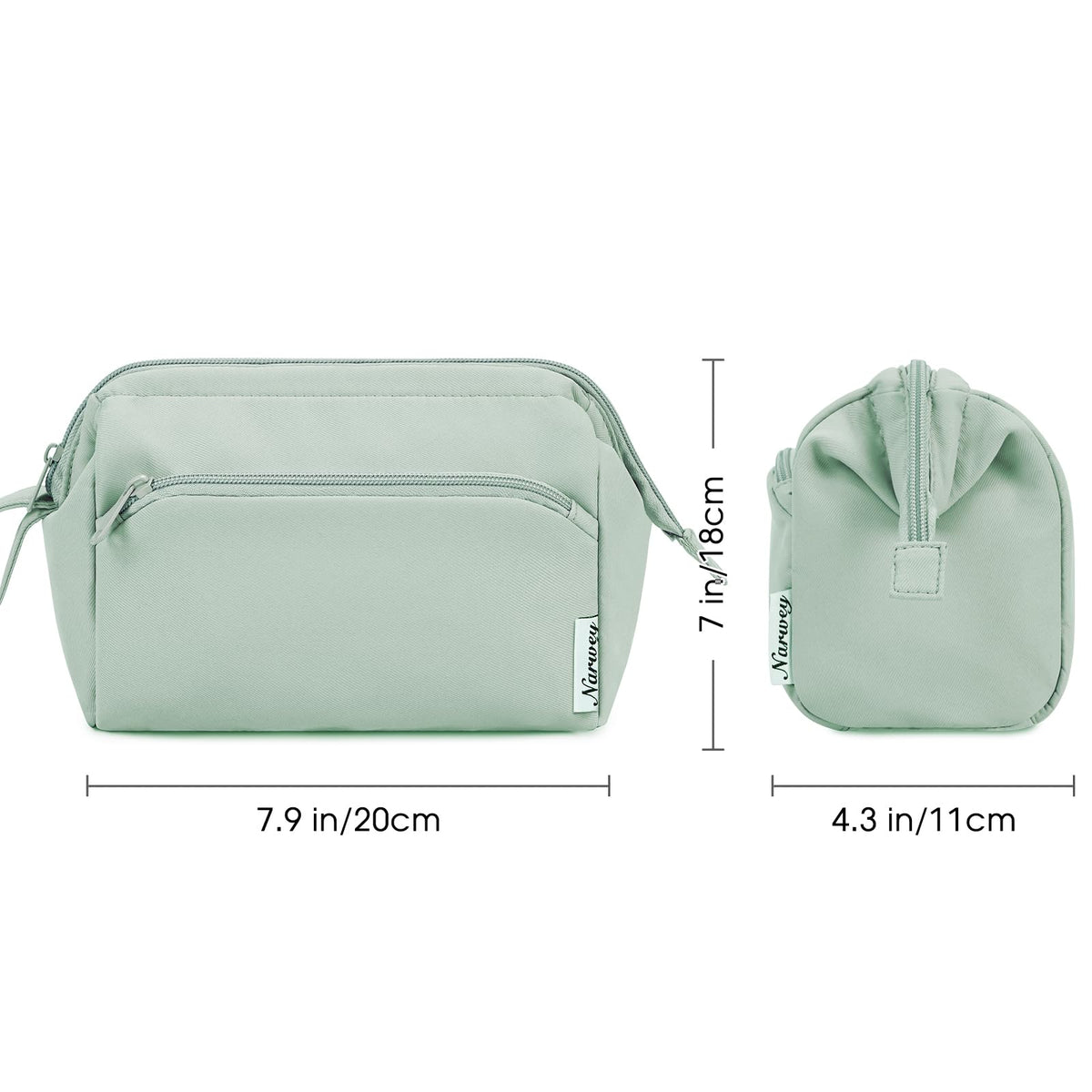 Narwey Wide-open Makeup Bag Women Girls, Travel Toiletry Bag for Women Cosmetic Bag Organizer Make up Bag with Compartments Toiletries Medicine Bag (Mint Green)