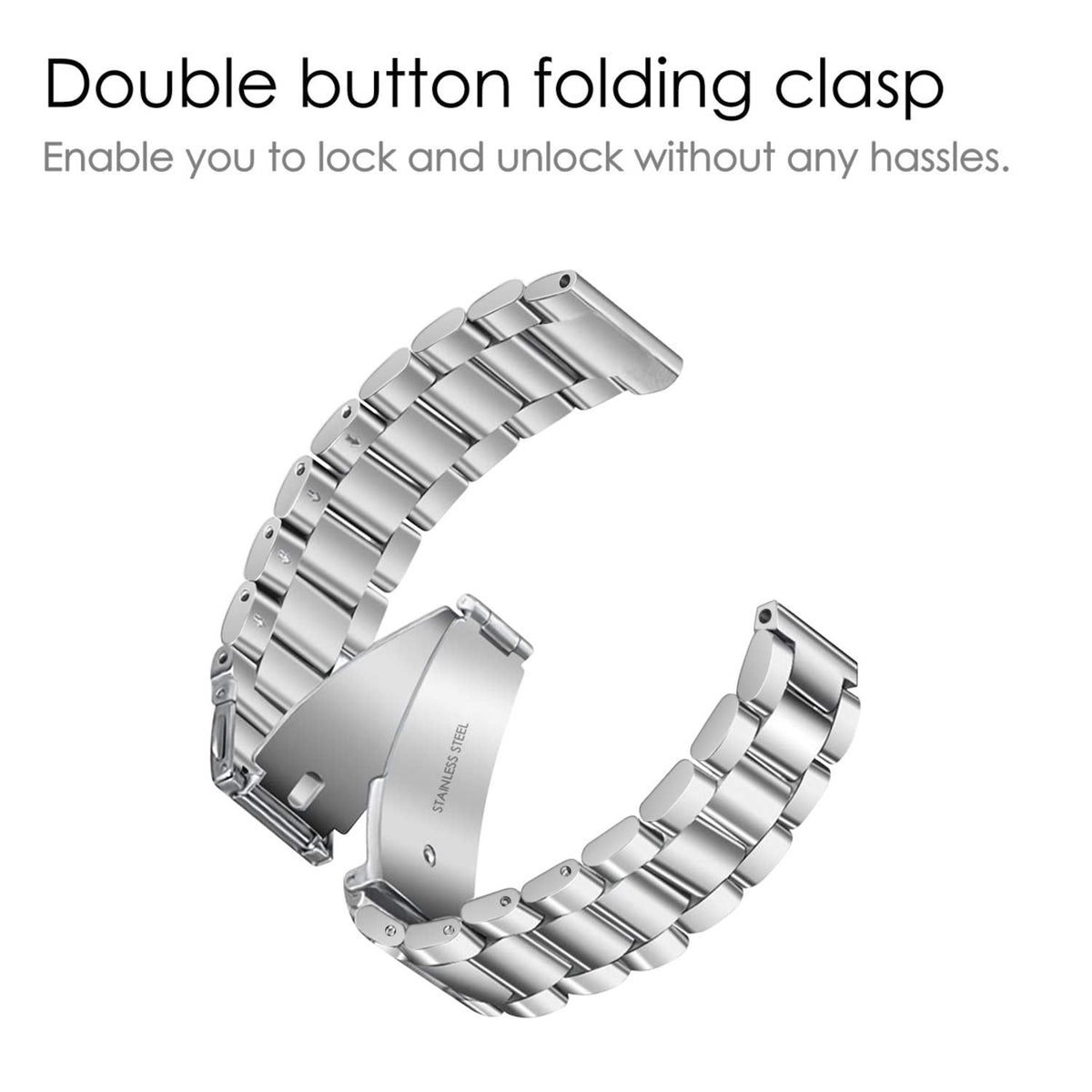 FINTIE Metal Band Compatible with Fitbit Versa 2 1 and Lite Edition, Solid Stainless Steel Strap Replacement Wristband Business Bracelet, Silver