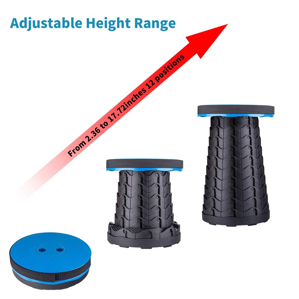 Boreeman Upgraded Folding Stool Lightweight Yet More Sturdy with Load Capacity 400lbs Portable Collapsible Stool for Camping Fishing Hiking BBQ (Blue)