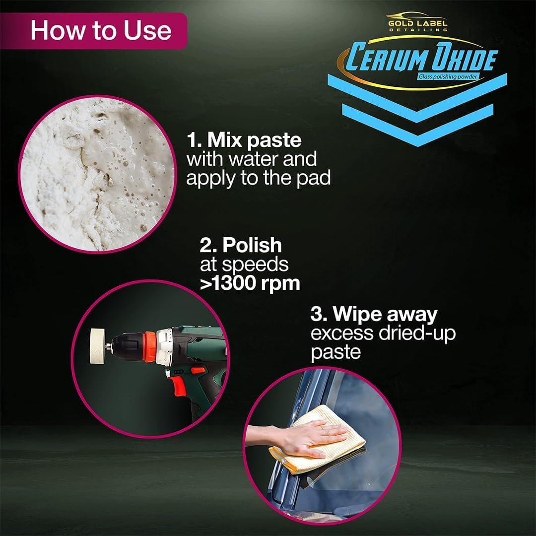 Optical Grade Cerium Oxide 8oz Glass Repair Powder | Glass Window and Windshield Repair