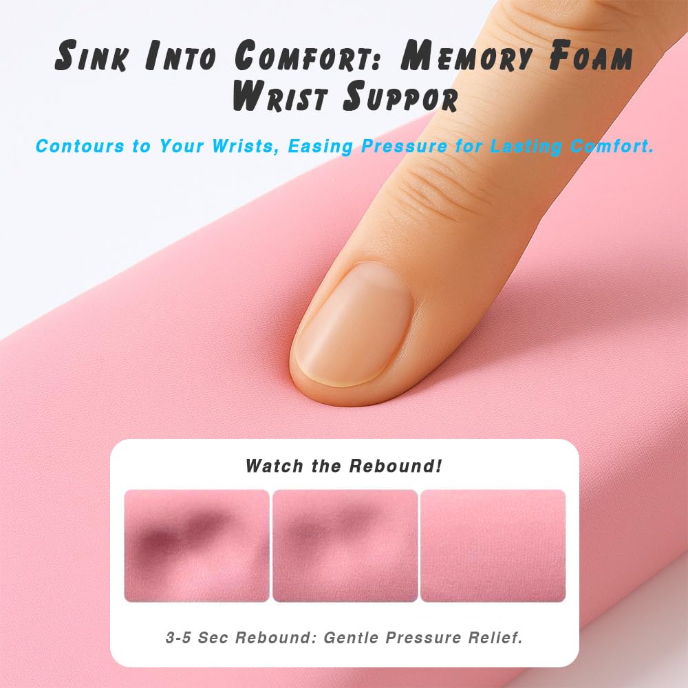 ErgoComfort Gel Wrist Rest Mouse Pad-Ergonomic Office Mousepad with Wrist Support-Non-Slip, Design Desk Accessories Mat for Home&Game Decor (09PinkSerenity Set)