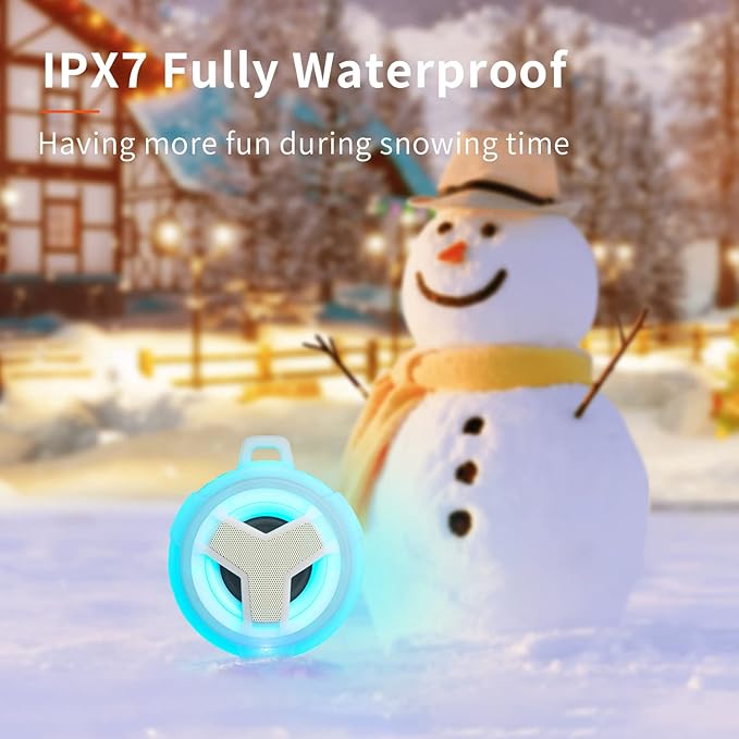 EBODA Bluetooth Shower Speaker, Portable Bluetooth Speakers, IP67 Waterproof Wireless Speaker with LED Light, 2000mAh, True Wireless Stereo, for Men and Women, Unique Music Gifts