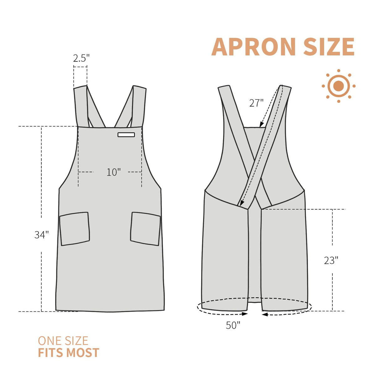 fibrosafe Cotton Apron for Women with Pockets, Cross Back Gardening Apron for Cooking, Baking and Cleaning with Split Hem