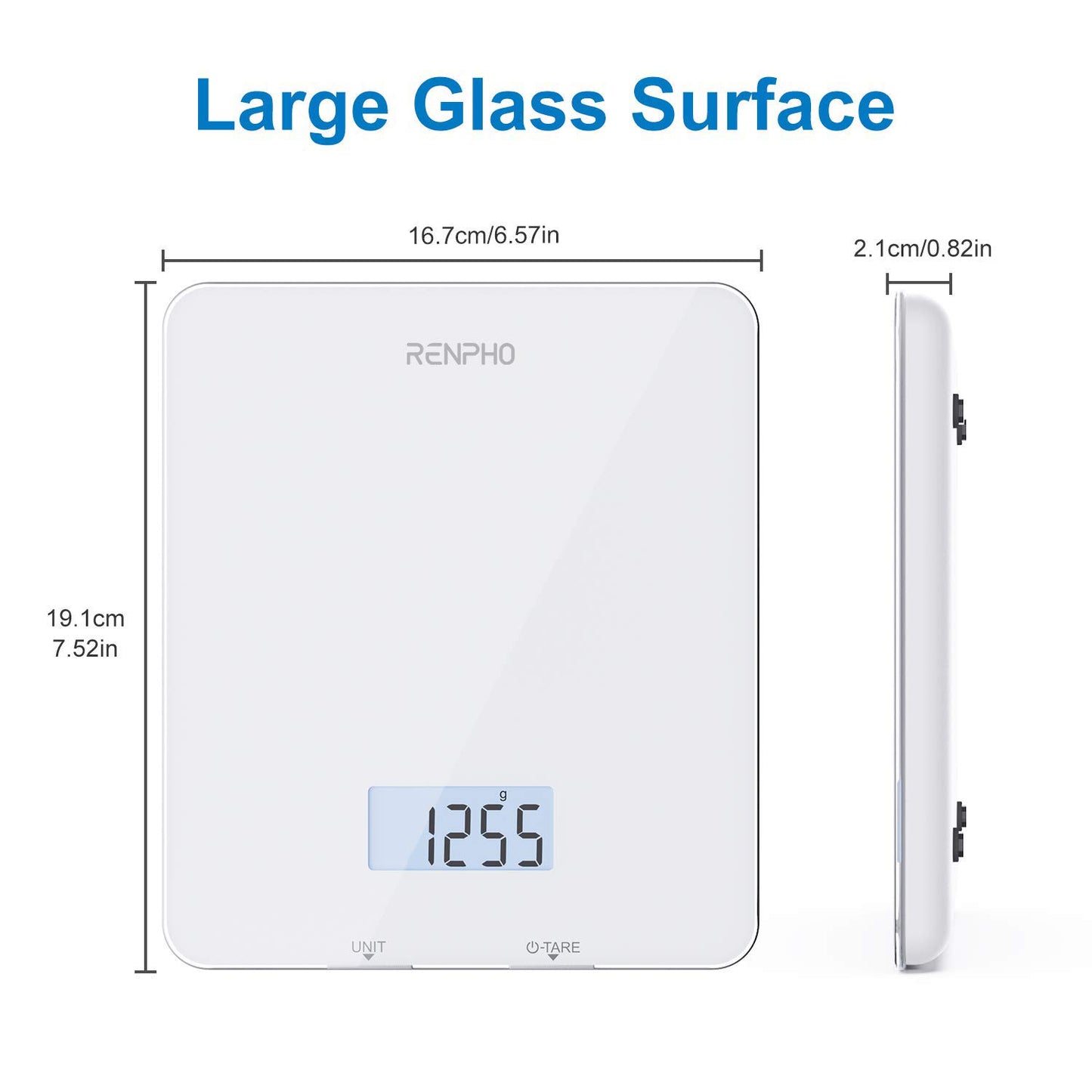 RENPHO Food Scale with Nutritional Calculator, Digital Kitchen Scale for Weight Loss, Smart Food Weight Scale with App for Macro Keto Calorie Cooking, Grams and Ounces, White, 11lb/5kg
