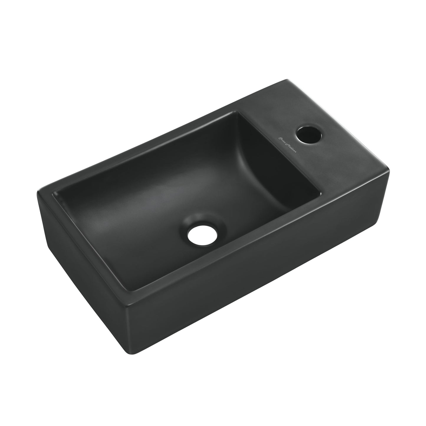 18" Ceramic Vanity Sink Top in Matte Black