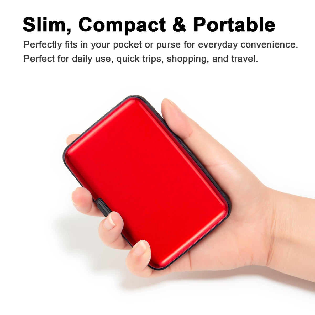Kaabao Credit Card Holder, RFID Blocking Metal Card Wallet for Women Men Slim ID Card Holders Protector Aluminum Business Hard Case (Red)