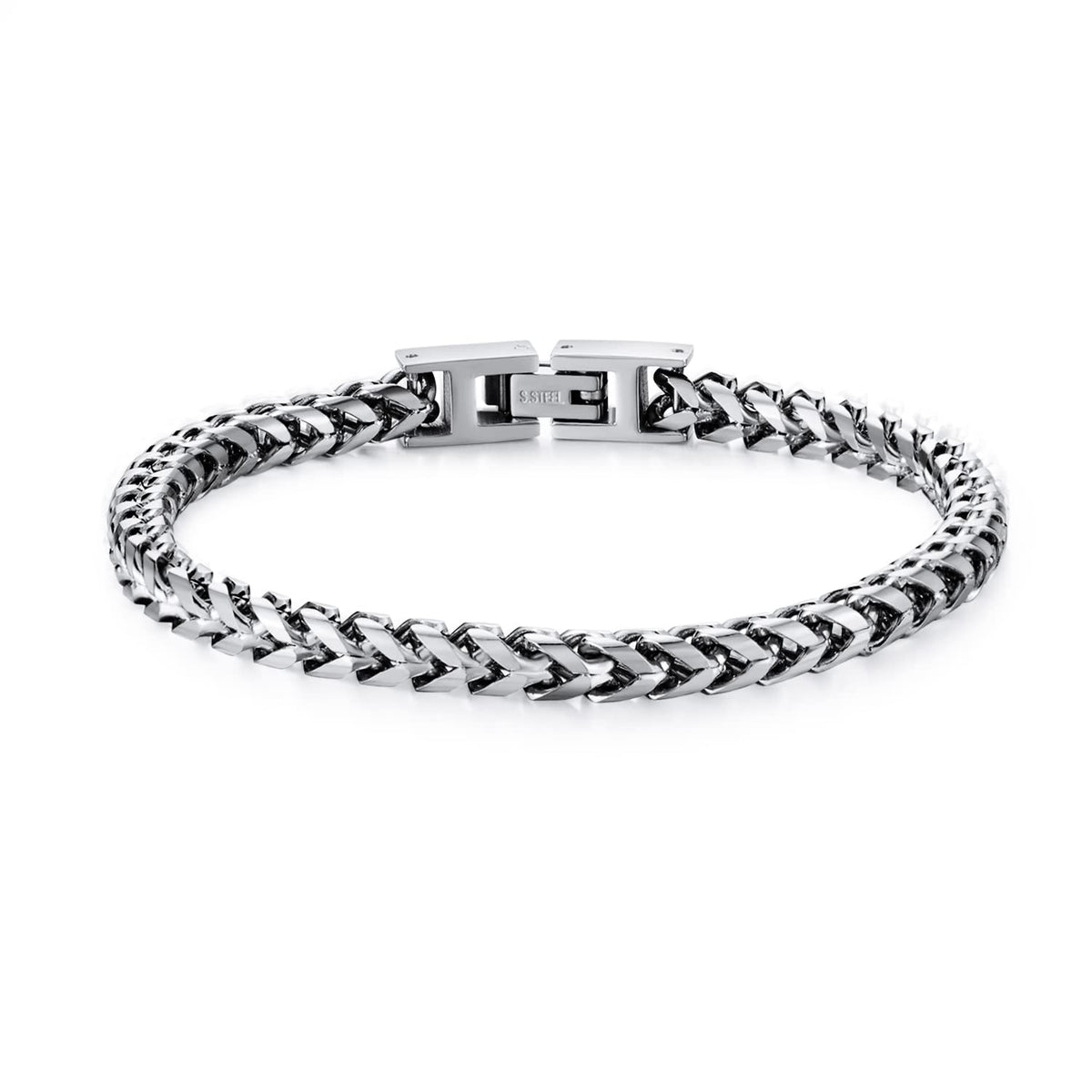 LUCKY2+7 Mens Bracelet - Stainless Steel Fold Over Clasp Franco Chain Bracelets for Men Jewelry Gifts for Dad Grandpa Husband
