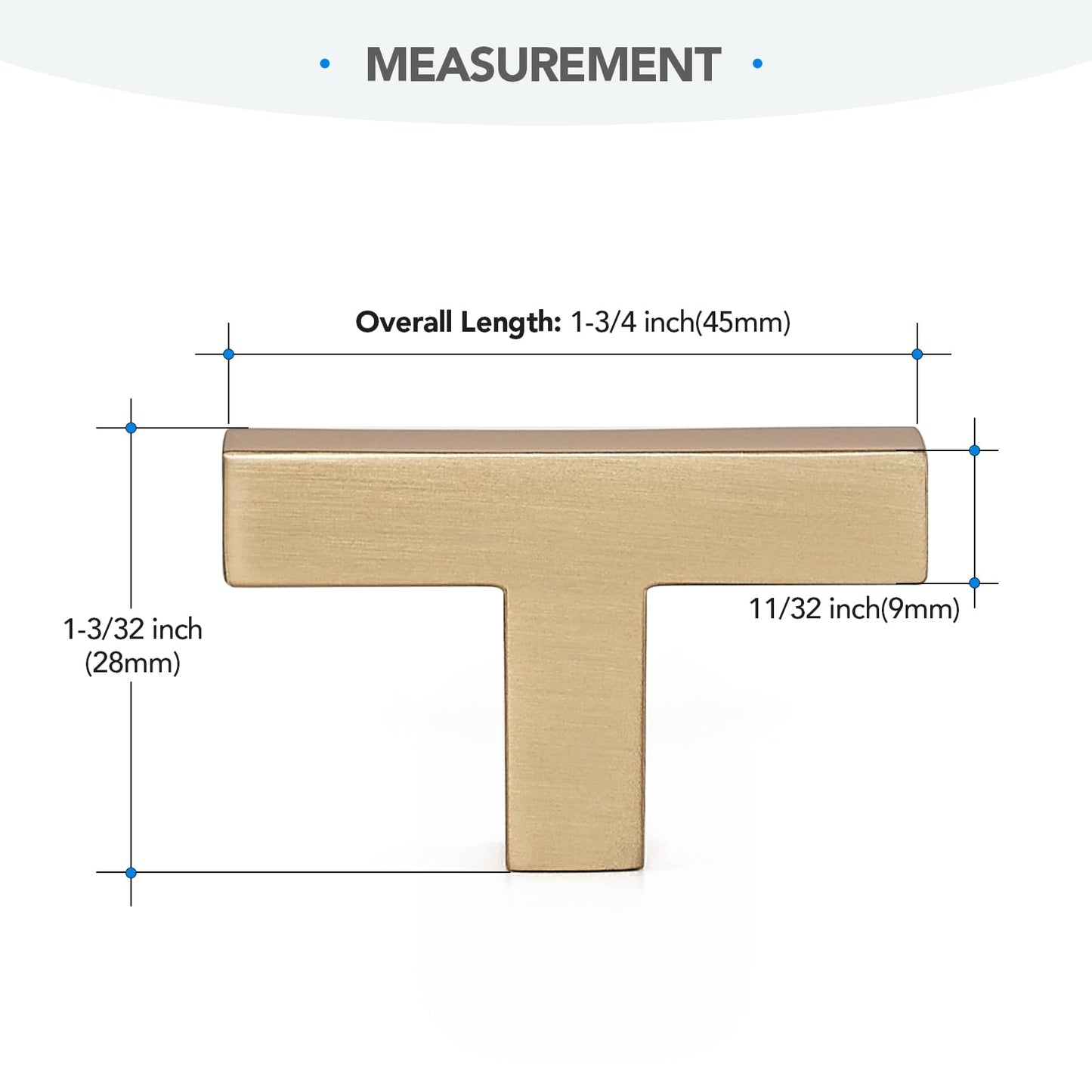 HOME EDIT 30 Pack Solid Single Hole Slim Square Bar Cabinet Pulls - Champagne Bronze Drawer knobs for Kitchen, Bathroom & Dresser Cabinets Hardware