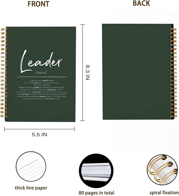 OXW Leadership Gifts Notebook Journal, Leader Gifts for Women Men, Office Notebook for Work, Thank You Gifts for Leader Mentor Boss Supervisor, Dark Green Spiral Notebook 5.5 x 8.3