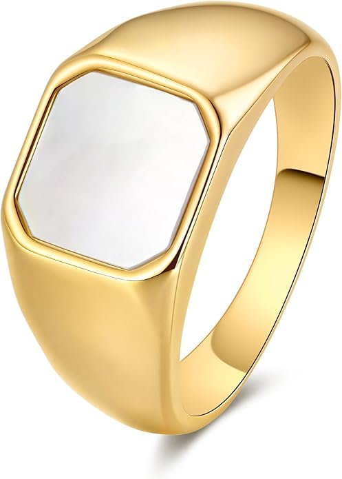 YeGieonr Gold Rings for Women Trendy Non Tarnish Chunky Gold Plated Ring, Waterproof Stainless Steel Gold Jewelry Gift