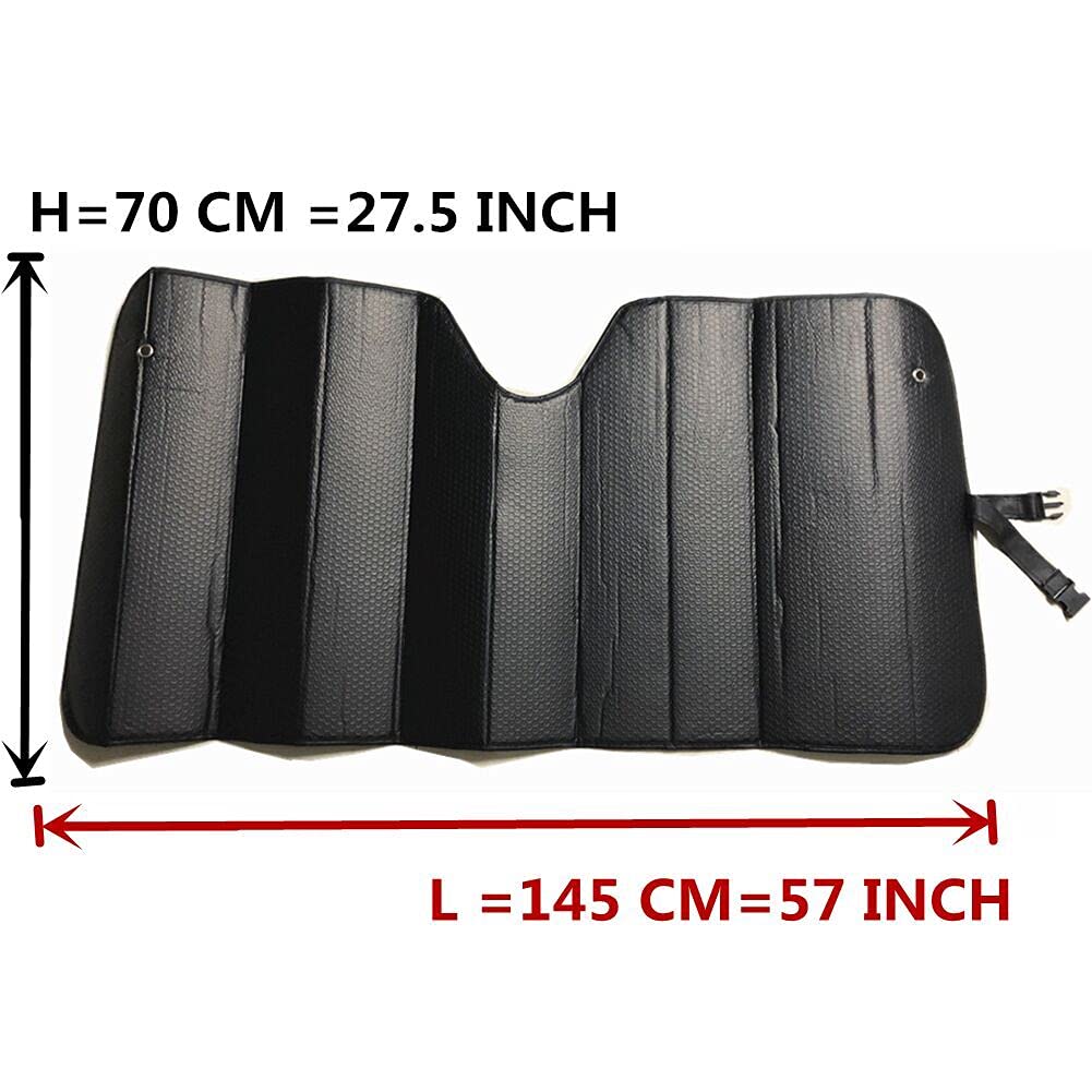 GWUSKDT Car Sun[Shade], Sun Protector,Foldable Front Window Shade-Thicken 5-Layer Bubble for Auto Windshield UV Protection and Heat Reflector 58"x 27.5" (Black)