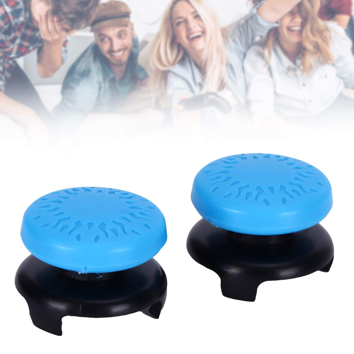 ASHATA 2Pcs Thumbstick Extender for PS5 3D Texture Thumb Grip Stick Joystick Thumbstick for 5 Controller (Blue)