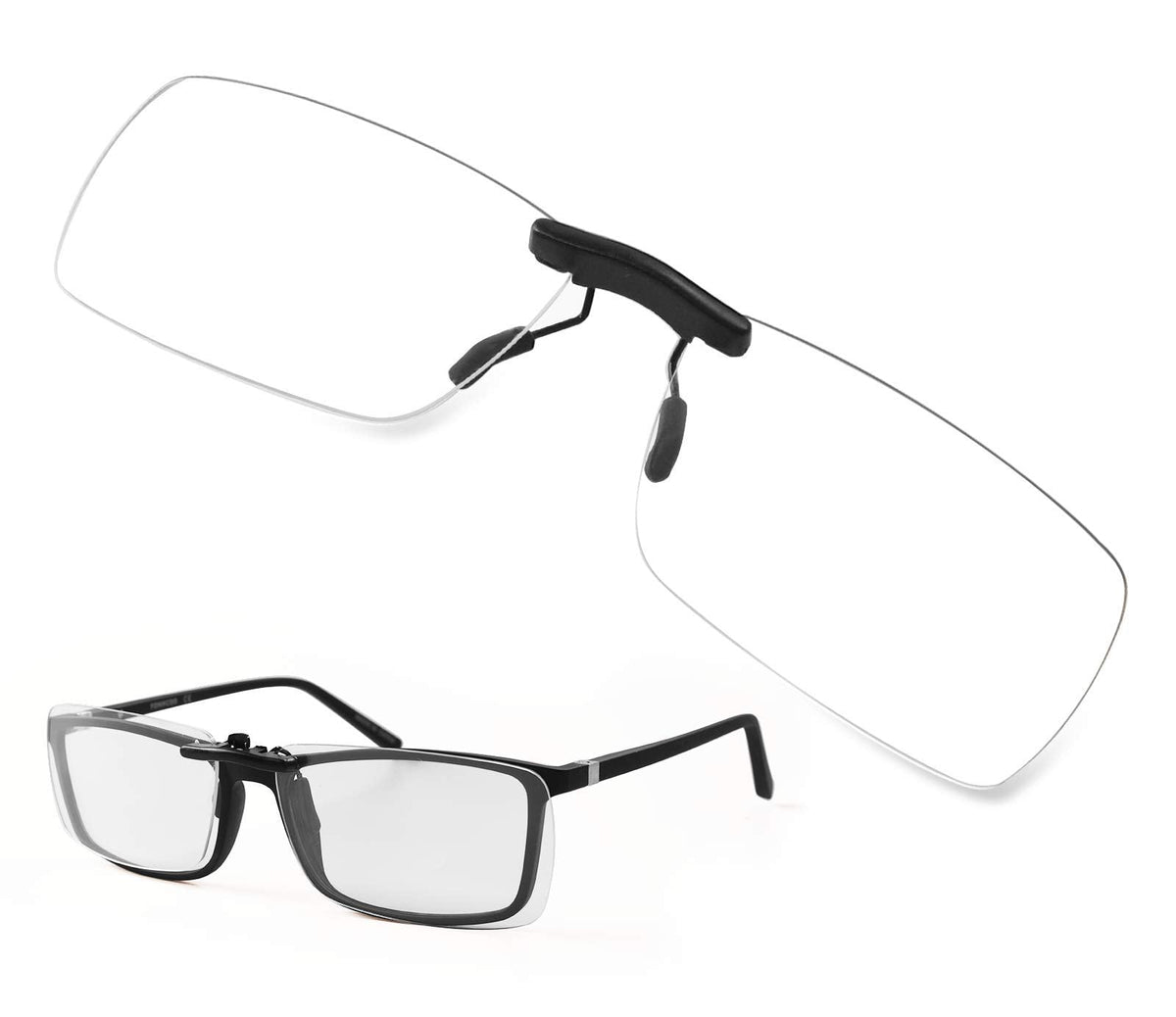 FONHCOO Clip on Blue Light Blocking Glasses Womens Mens Over Prescription Glasses Frameless Lens Anti Eyestrain Headaches UV Filter Computer Gamer Eyeglasses Transparent