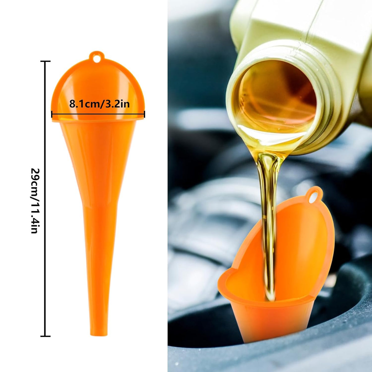 8 Pcs Oil Funnels for Automotive Use, Automotive Funnels Set, Plastic Funnel Set, Long Neck Wide Mouth Flexible Oil Funnel Kit for Car Oil Coolant Fuel Transfer Transmission Funnelor Filling Bottles