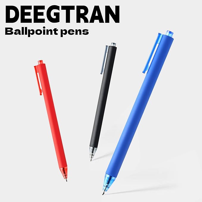 deegtran Pens Bulk, 50 Pack Smooth Black Ink Ballpoint Pen, Wholesale Retractable Pens, No Bleed Click Pen Medium Point, 1.0MM