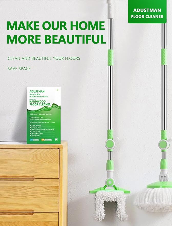 Hardwood Floor Cleaner Refill Fresh Scent 60 Sheets Eco Friendly Biodegradable Cruelty-Free Liquidles Light-weight Plastic Free No Leak Perfect for Mop Buckets
