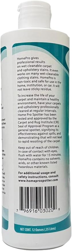Spot and Stain Remover for Carpets, Rugs, Clothes, Upholstery&Mattress - Home Pro Spotter, 12 FL OZ