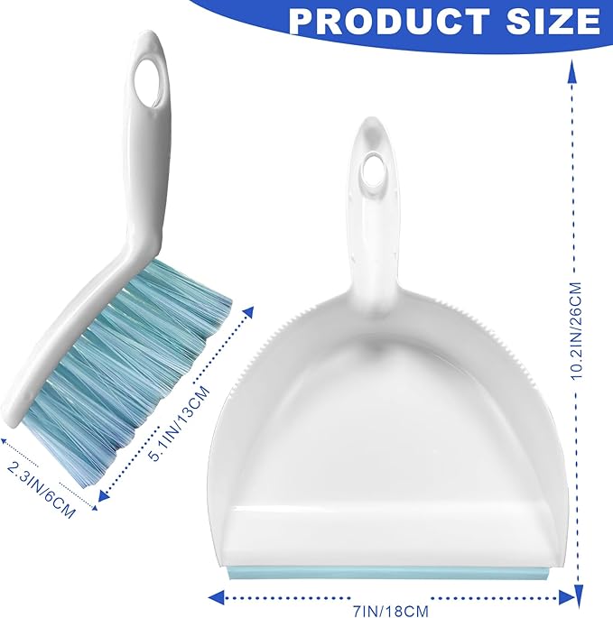 Mini Broom and Dustpan Set Small Dust pan & Brush Set Portable Cleaning Tools for Home Office RV Camping Learning (Blue)