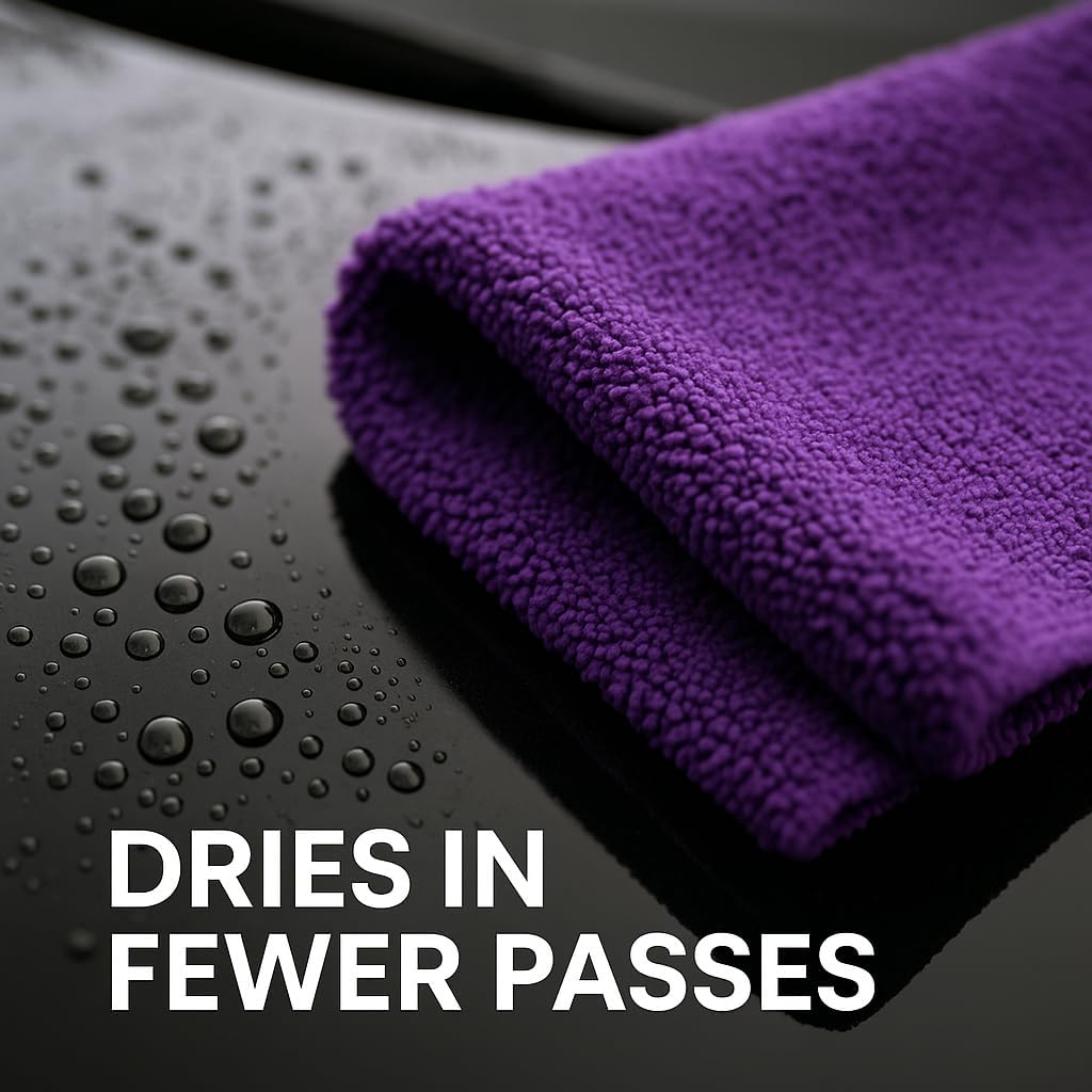 10 Pack Pak Details Edgeless Microfiber Towels for Cars | 16x16 Ultra-Soft, Scratch-Free & Lint-Free Car Detailing Microfiber Cloths for Buffing & Coating | Seamless Finish Auto Cleaning Cloths