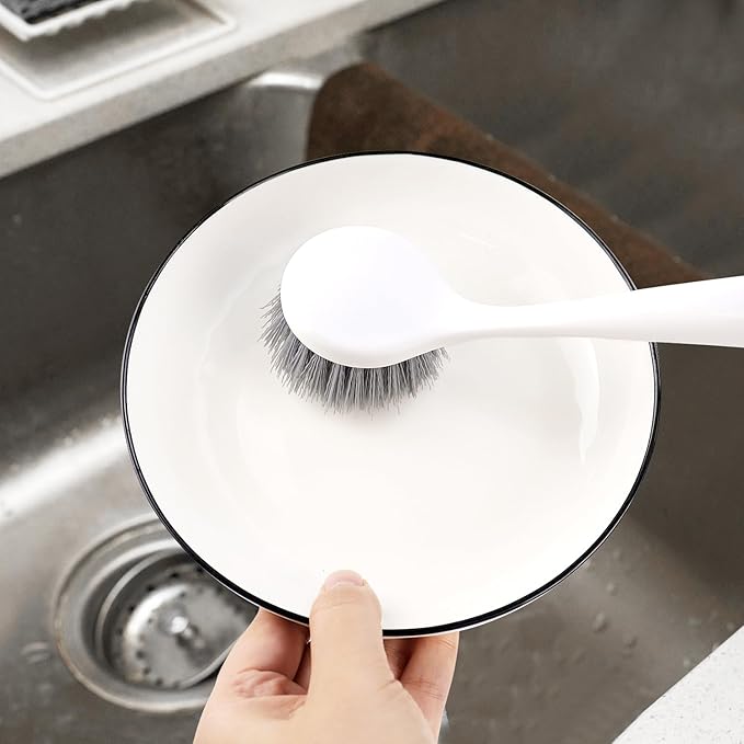 2 Pack Kitchen Scrub Brushes for Cleaning Dish Brush with Handle for Pans, Pots, Kitchen Sink Cleaning Scrub Brushes (PP Plastic)