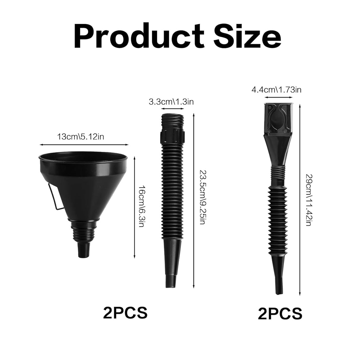4 PcsOil Funnel Kit,Car Oil Funnels for Automotive Use,Flexible Oil Funnels,Wide Mouth Automotive Flex Funnel with Hose&Mesh Screen Filter for Car Motorcycle Engine Oils Gasoline Diesel Water Liquid