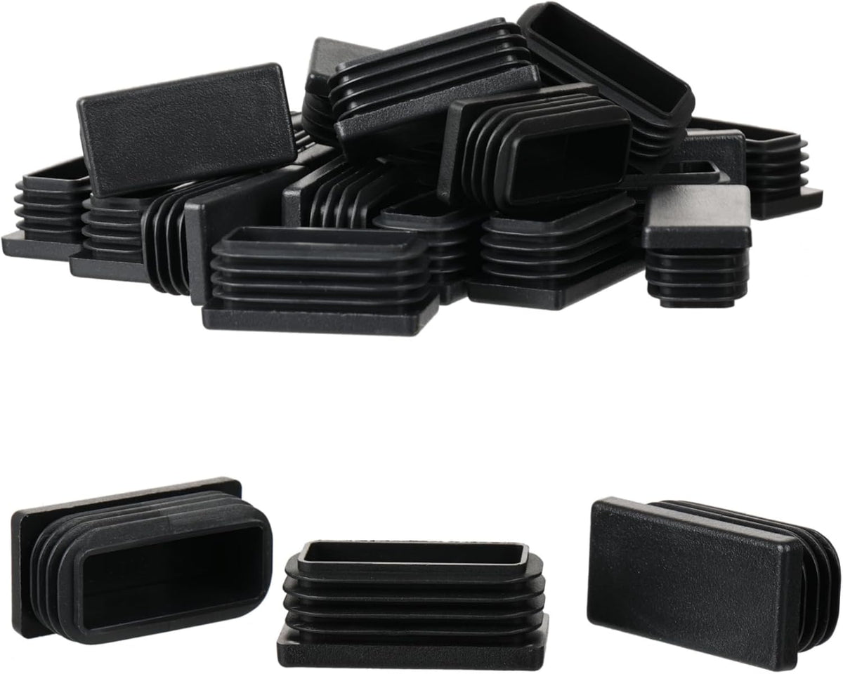 Furnigear Plastic Plugs Tubing End Cap Chair End Caps Outside Bottom Tubing Caps Rectangle Furniture Sliders Glides Black (24, Fit 1.37-1.5 x 0.78-0.9" Rectangle Tube Inner Size)
