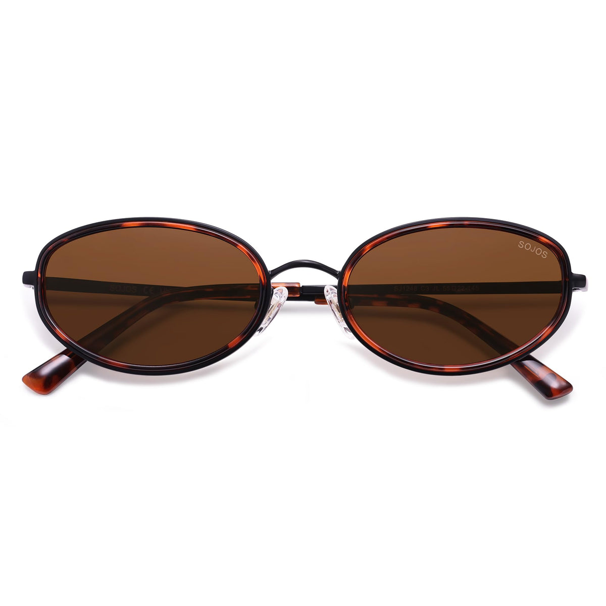 SOJOS Retro Trendy Oval Polarized Sunglasses for Women Men, 90s Vintage Circle Round Sunnies SJ1248, Brown tortoise/Brown
