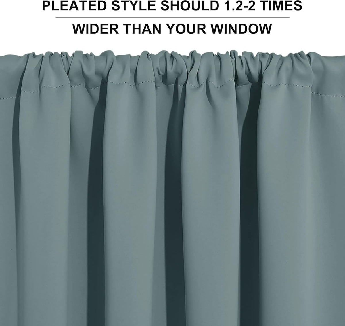 RYB HOME Blackout Curtains for Kitchen, Over Sink Privacy Curtains Window Decor, Thermal Insulating Drapes for Bathroom Cafe Bedroom Small Window, W 42 x L 24 inch, Dusty Blue, 2 Panels
