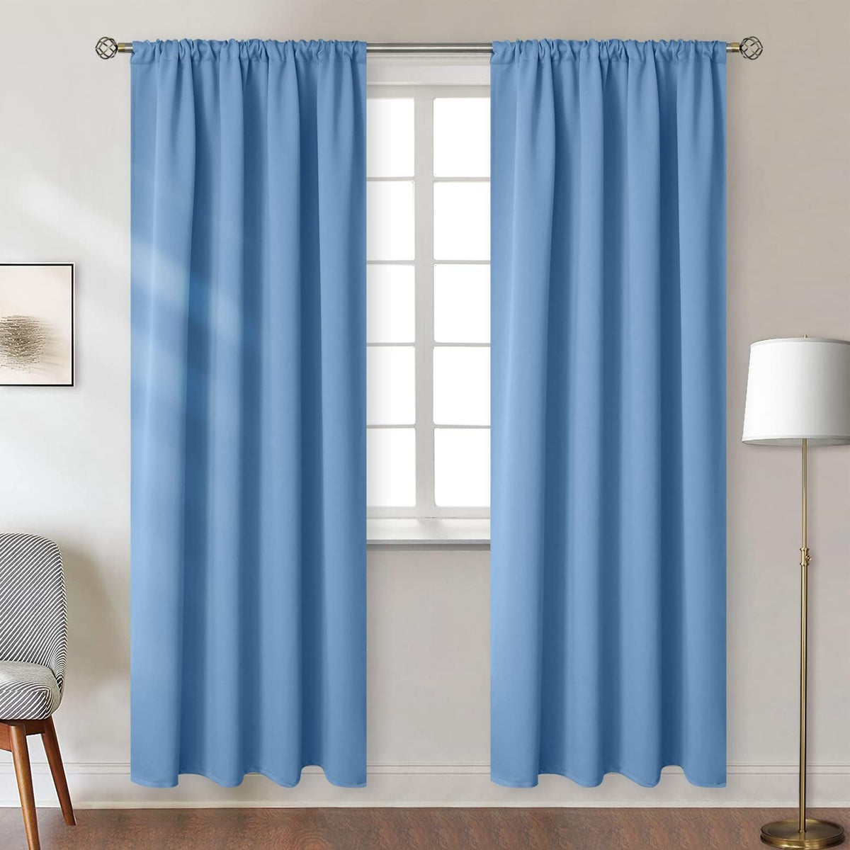 BGment Denim Blue Curtains 84 Inches Length for Living Room - Pocket Thermal Insulated Room Darkening Drapes for Bedroom Kids Nursery Dining, 42 x 84 Inch, 2 Panels