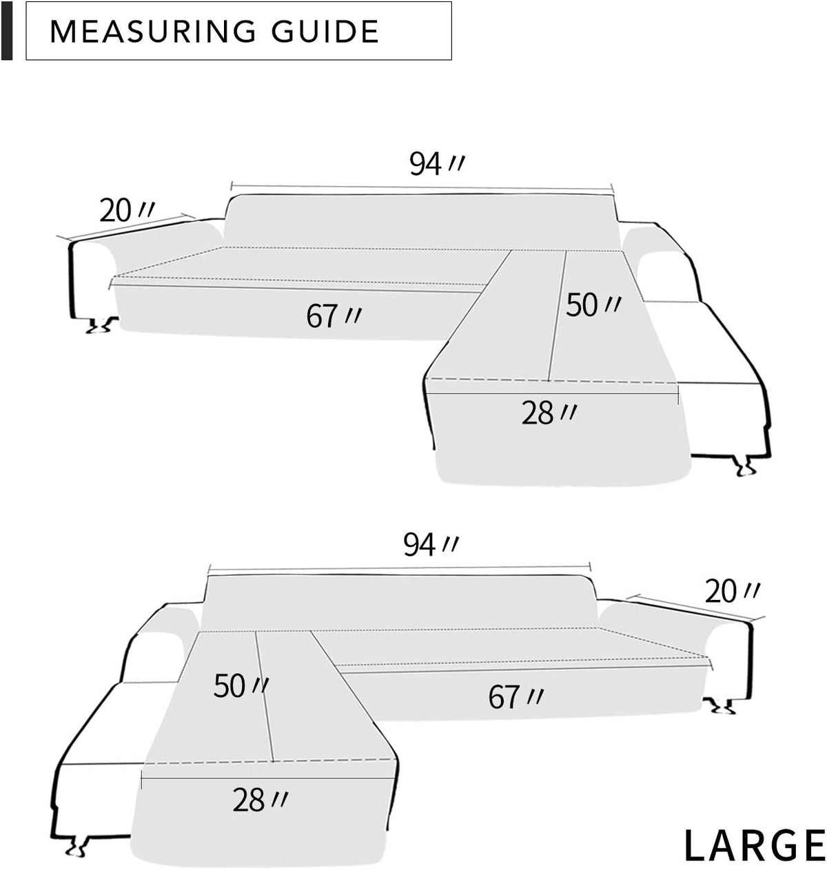 Easy-Going Sofa Slipcover L Shape Sofa Cover Sectional Couch Cover Chaise Lounge Slip Cover Reversible Sofa Cover Furniture Protector Cover for Pets Kids Children Dog (Large,Camel/Camel)