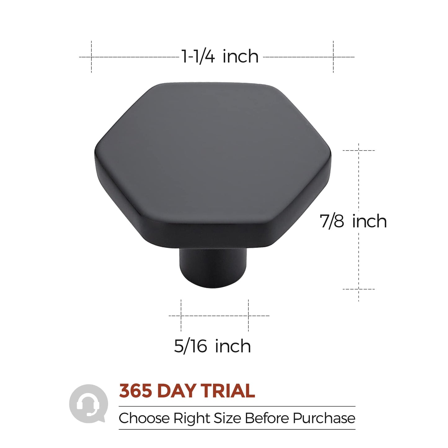 Home Expert Black Cabinet Knobs 15 Pack Solid Kitchen Cabinet Knobs Hexagon 1.1'' Flat Black Knobs for Kitchen Cabinets and Drawers Dresser Knobs