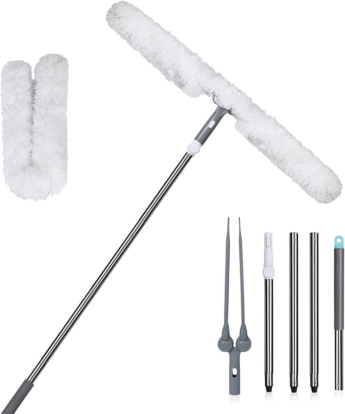 Masthome Microfiber Duster,Microfiber Feather Dusters with Adjustable Angle Head, Adjustable Cobweb Duster with 60 " Long Pole, Dusters for Cleaning Ceiling Fan, High Ceiling, Furniture