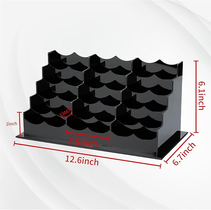 Business Acrylic Card Holder Display for Desk, 15 Slots 5 Tiers Multiple-Black Acrylic Business Card Stand Set, Holds Approximately 750 Cards
