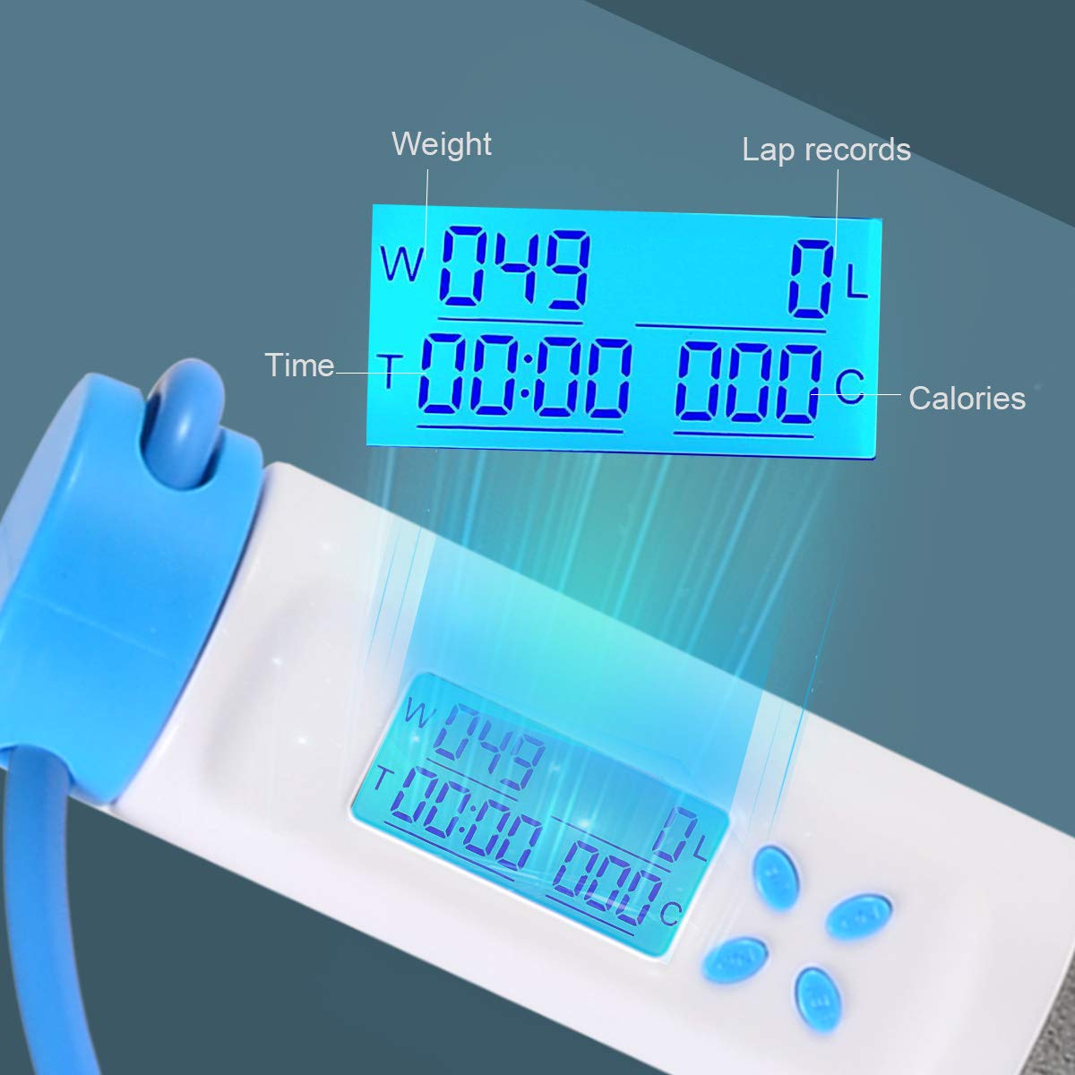 Jump Rope, Digital Weighted Handle Workout Jumping Rope with Calorie Counter for Training Fitness, Adjustable Exercise Speed Skipping Rope for Men, Women, Kids, Girls (Blue)