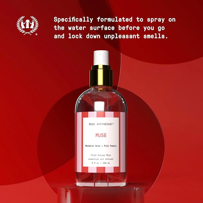 Muse Apothecary Flush Ritual - Aromatic & Refreshing Toilet Spray, Use Before You Go, 8 oz, Infused with Natural Essential Oils - Great Valentine's Day Gift - Mandarin Rosè + Pink Pomelo, 2 Pack