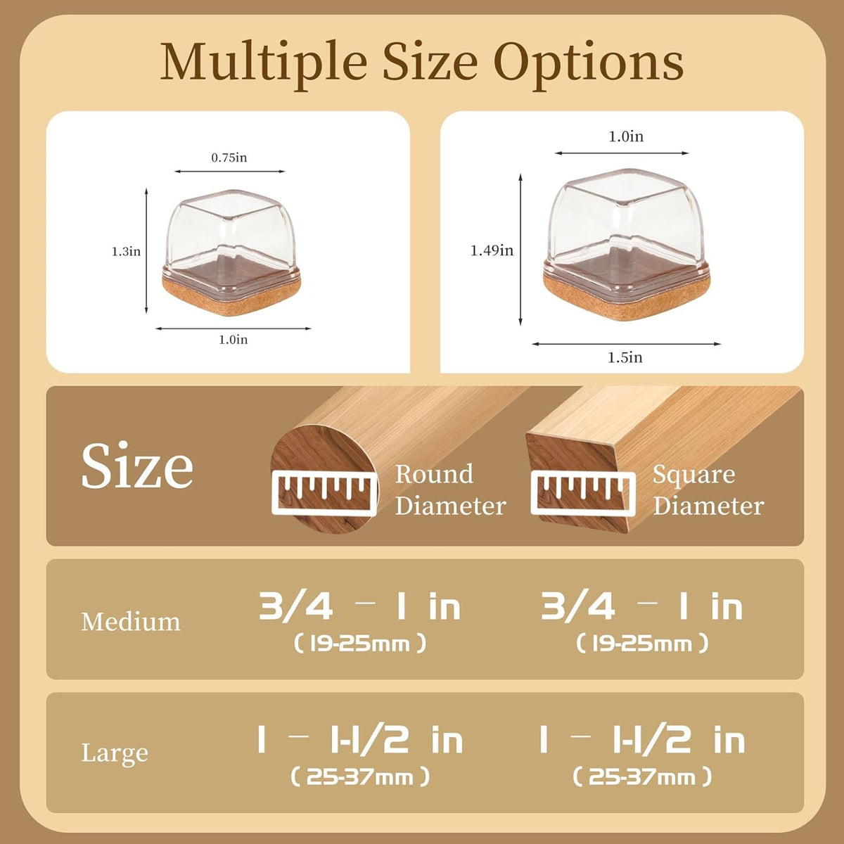 Square Chair Leg Floor Protectors Large 24Pcs,Silicone Chair Leg Protectors for Hardwood Floors/Tiles,Clear 360°Wrapped Felt Bottom to Prevent Scratch and Reduce Noise
