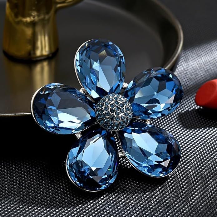 Flower Brooch Pin - Rhinestone Flower Pin 18k Gold Plated - Thanksgiving Day, Birthday, Wedding Gifts for Mom, Wife