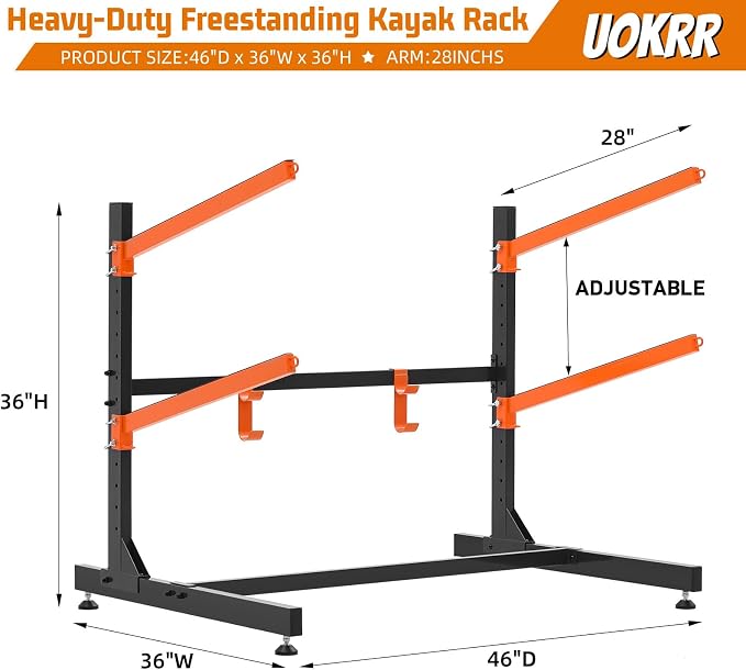 Kayak Storage Rack, Freestanding Kayak Racks for Garage, Heavy Duty Adjustable Kayak Stand Indoor Outdoor Storage Rack for Kayaks, Canoes, Surfboard & Paddleboard