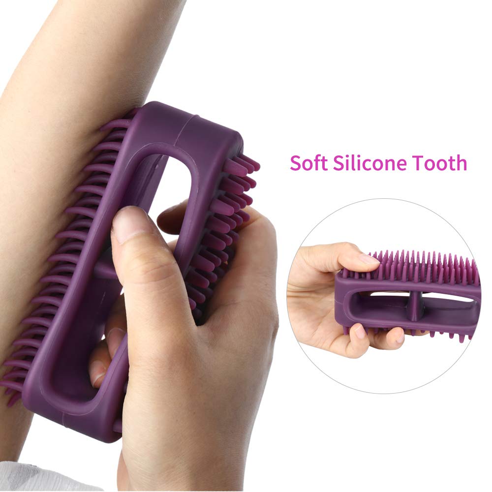 Soft Silicone Dog & Cat Grooming Brush - Pet Bath & Massage for Short or Long Hair - Slicker Shedding Hair Brush Purple