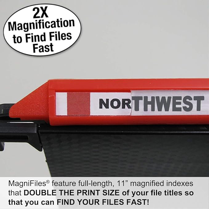 Ultimate Office MagniFile Hanging File Folders V Base Letter Size with 11 inch Magnified Indexes That Double The Size of Your File Titles to Find Files Fast. (Set of 20 Assorted)